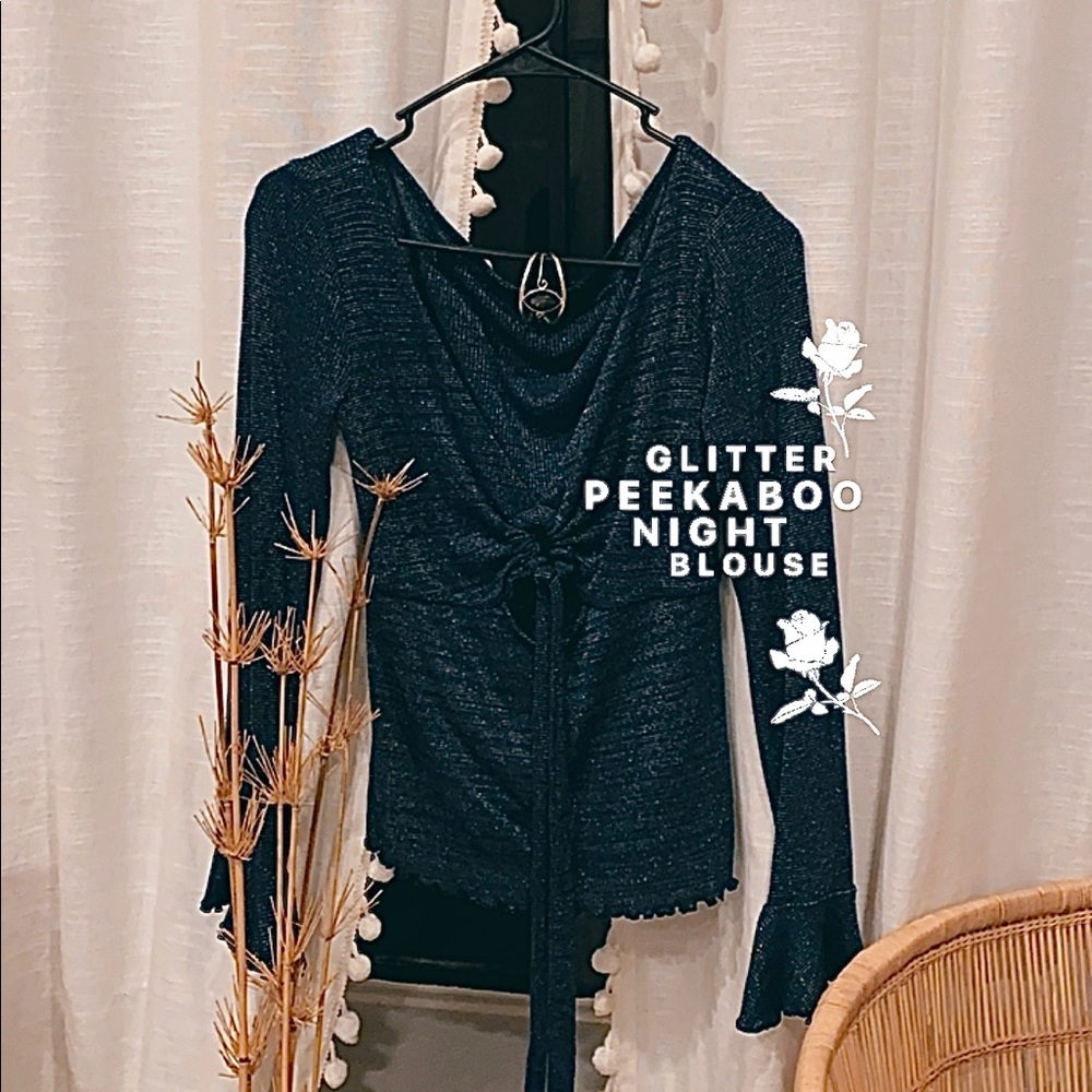 • Free People • Midnight Glitter Peekaboo Top •